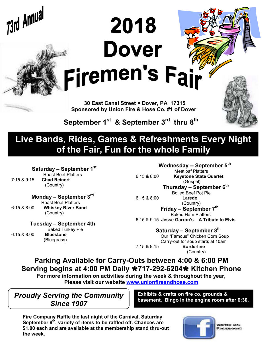 Dover Firemen’s Fair 2018 Dover, PA PA Carnivals