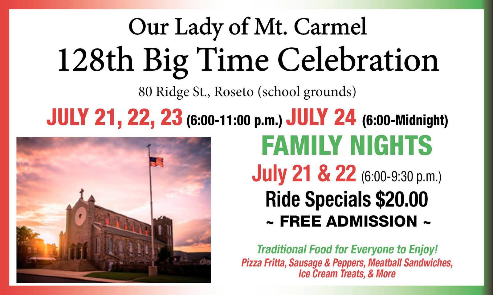Roseto Big Time Celebration 2021 Roseto, PA PA Carnivals