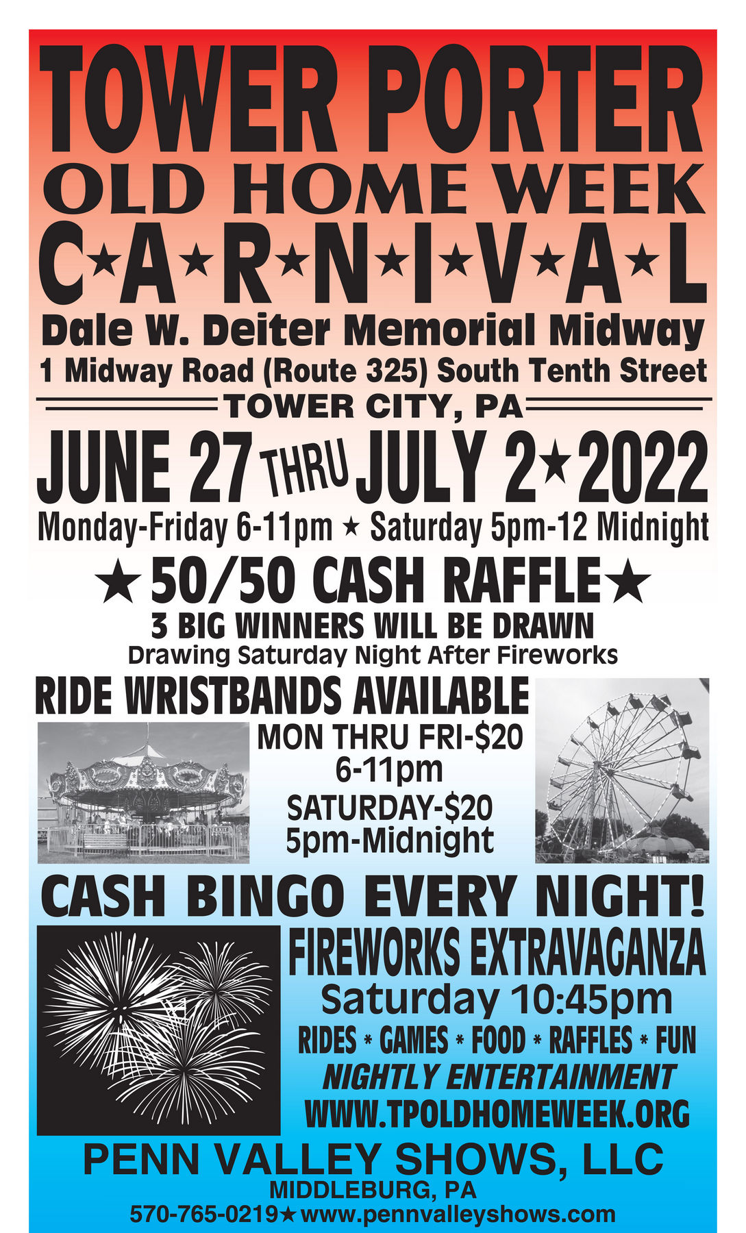 74th Tower Porter Old Home Week Carnival Tower City, PA PA Carnivals