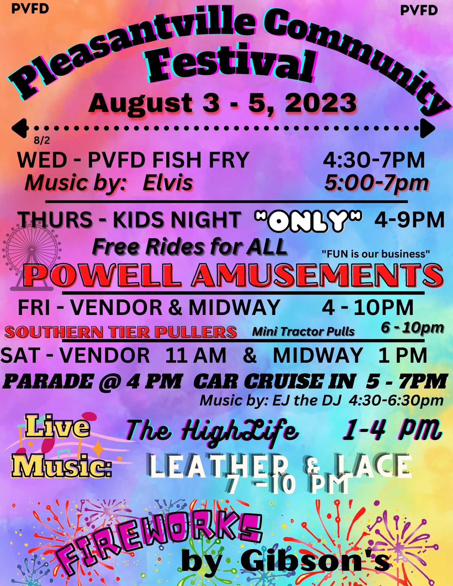 Pleasantville Community Festival 2023 Pleasantville, PA PA Carnivals